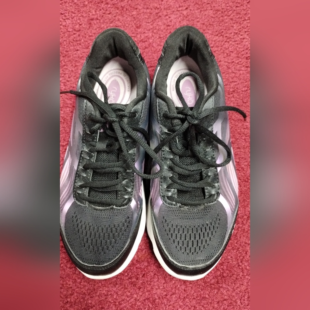 Ryka Women's Devotion +3 Black and Purple Athletic Shoes